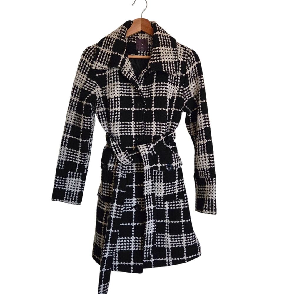 Forever 21 | Plaid Wool Blend Longer Length Peacoat Pockets and Sash